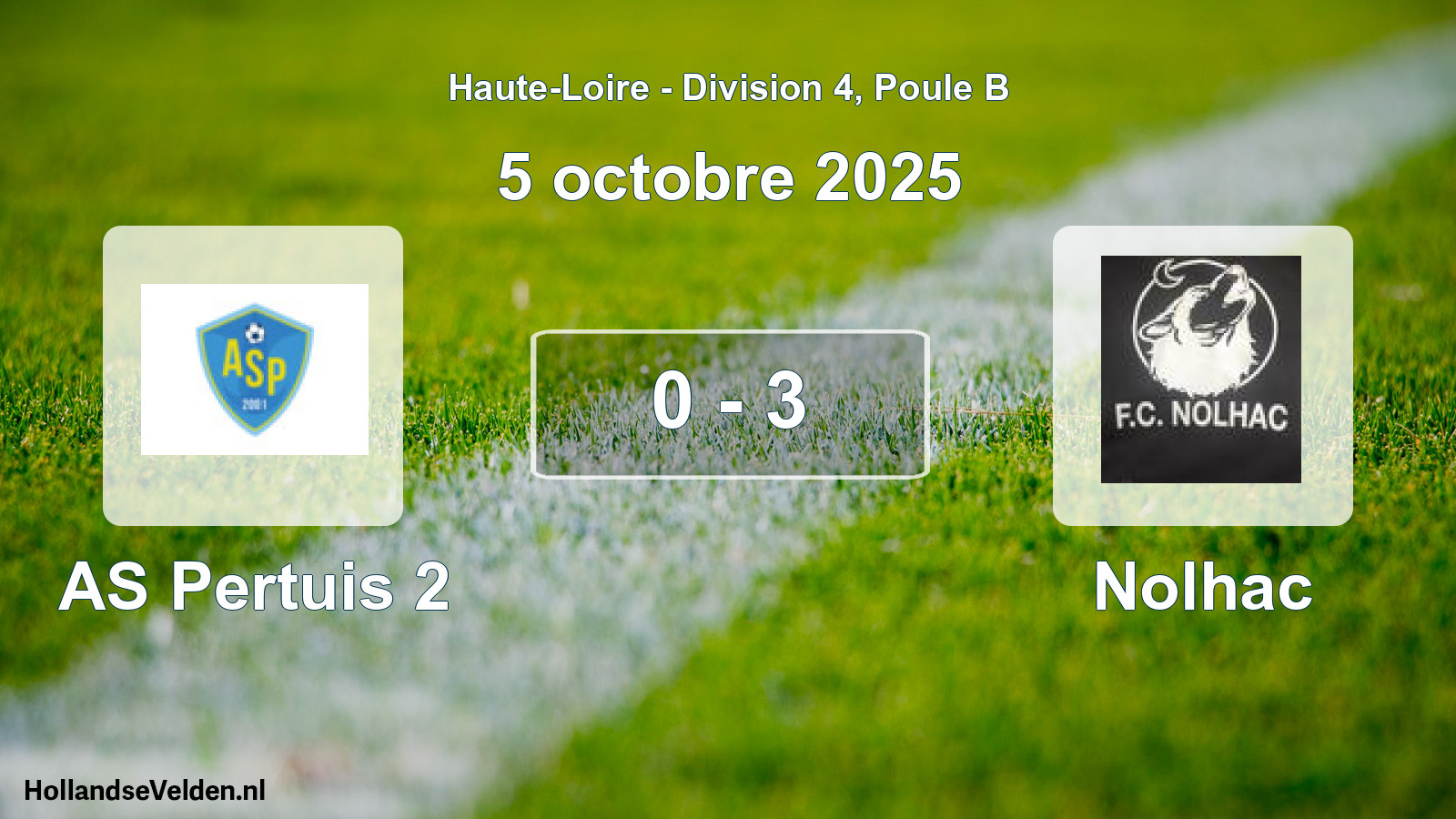 Gespeelde wedstrijd: AS Pertuis 2 - Nolhac 0 - 3 (5 oktober 2025)
