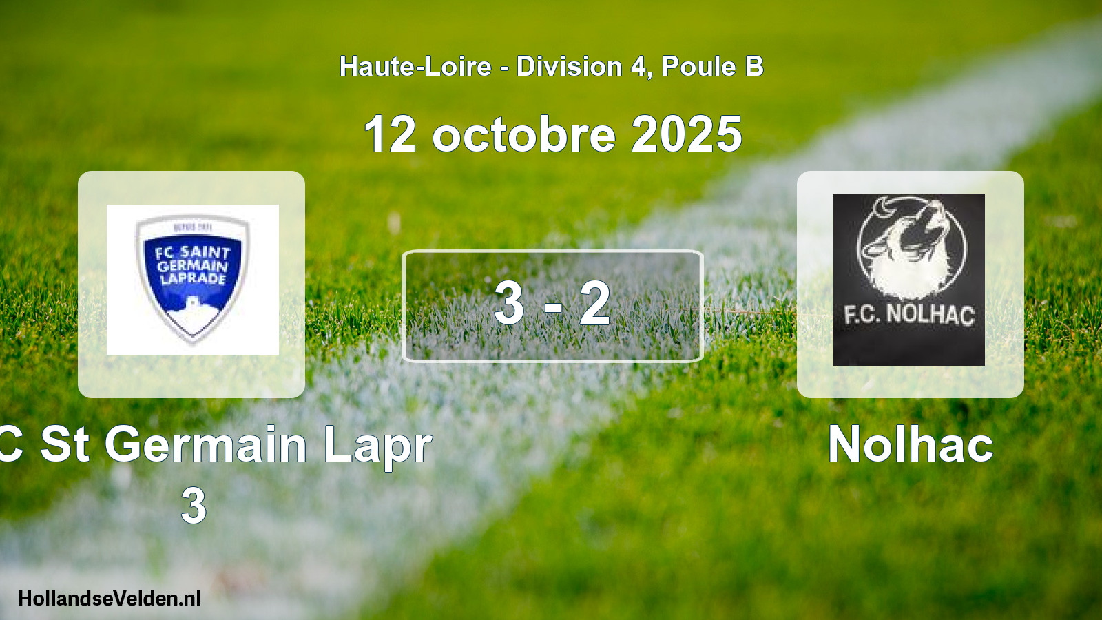 Gespeelde wedstrijd: FC St Germain Lapr 3 - Nolhac 3 - 2 (12 oktober 2025)