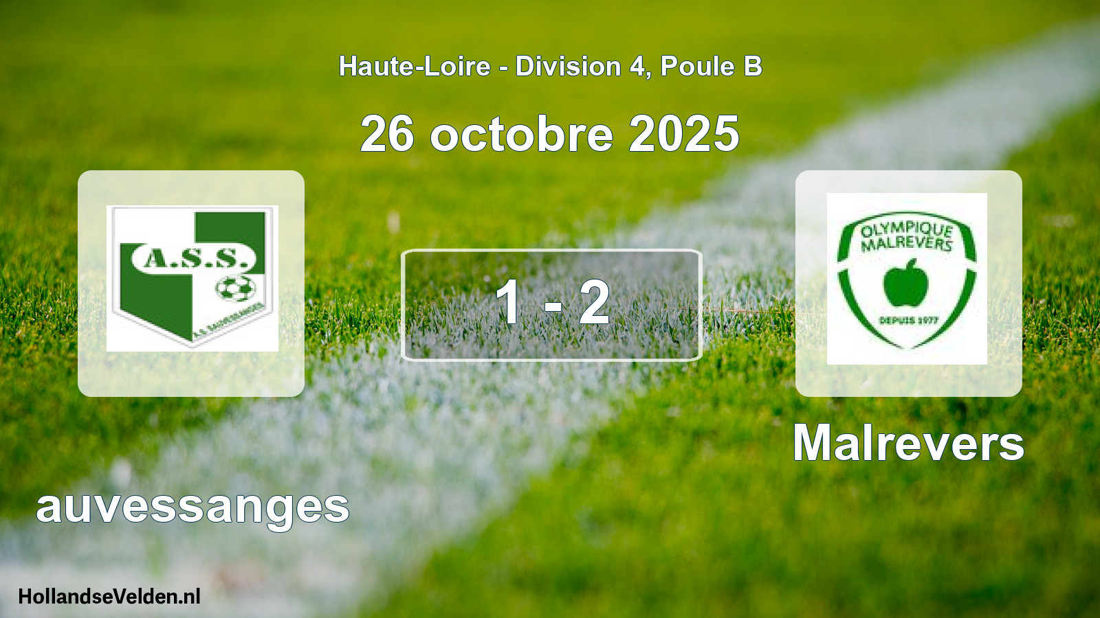 Gespeelde wedstrijd: Sauvessanges - Malrevers 1 - 2 (26 oktober 2025)