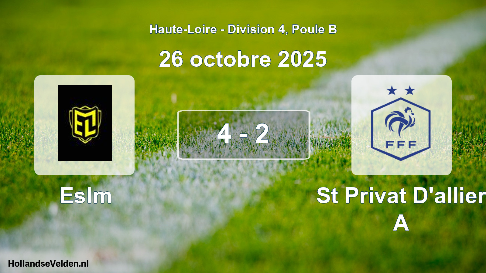 Total number of matches played: Eslm - St Privat D'allier A 4 - 2 (26 October 2025)