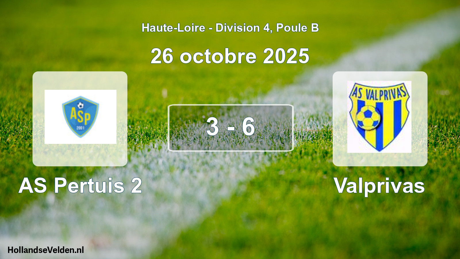 Match joué: AS Pertuis 2 - Valprivas 3 - 6 (26 octobre 2025)