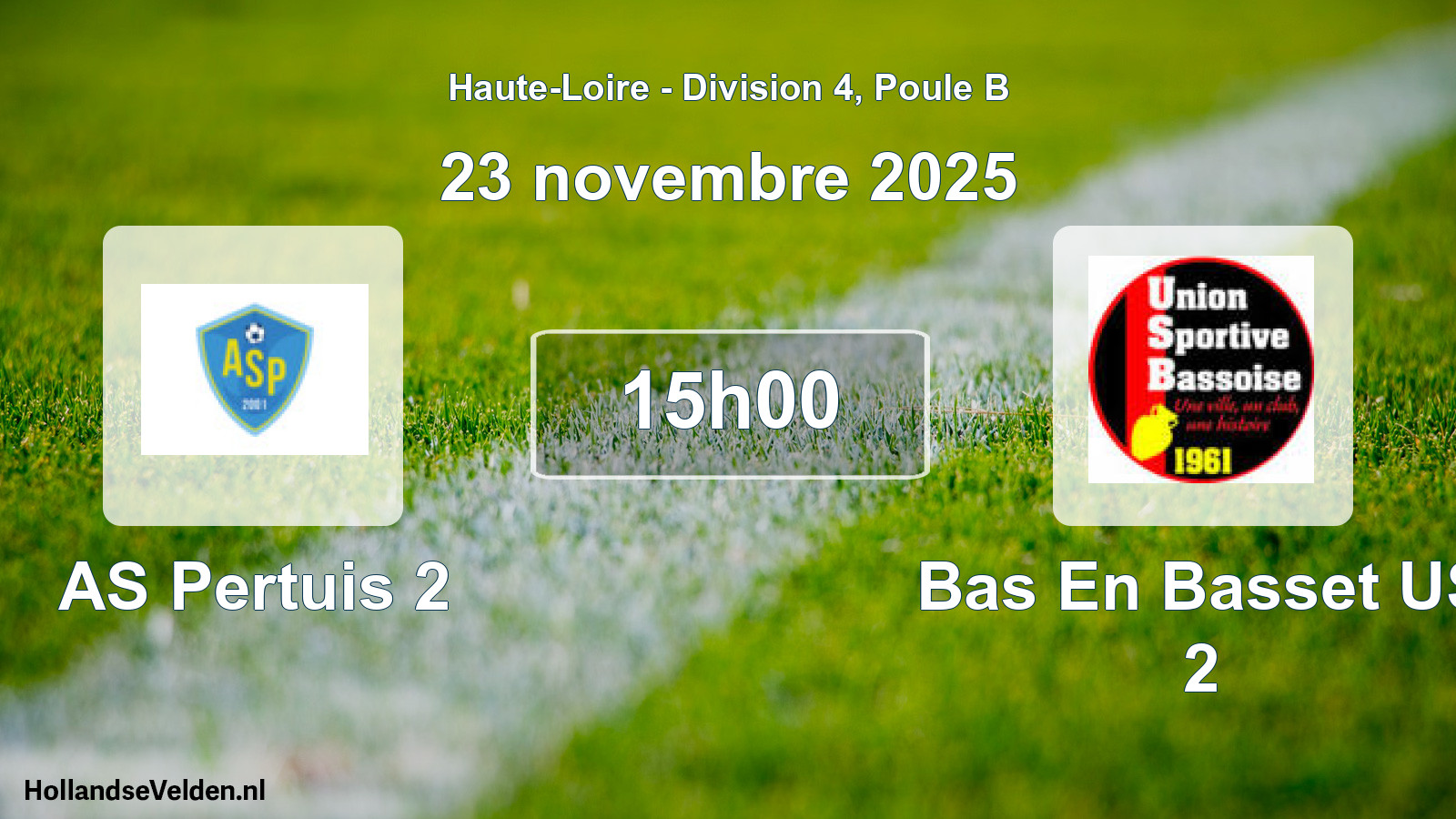 Match programmé: AS Pertuis 2 - Bas En Basset US 2 (23 novembre 2025)