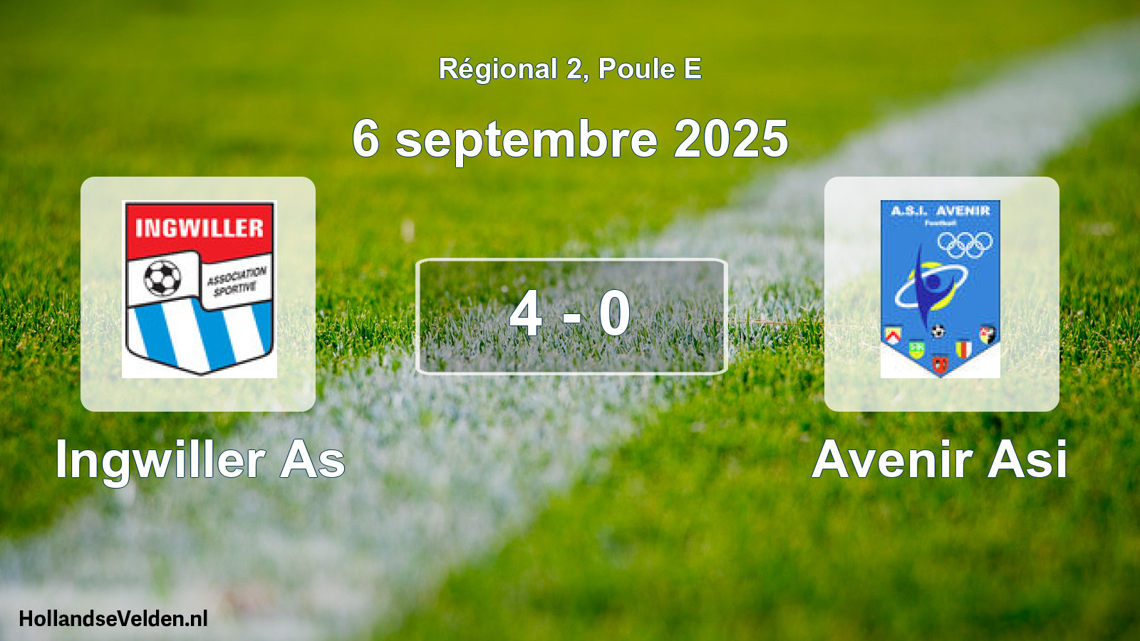 Total number of matches played: Ingwiller As - Avenir Asi 4 - 0 (6 September 2025)