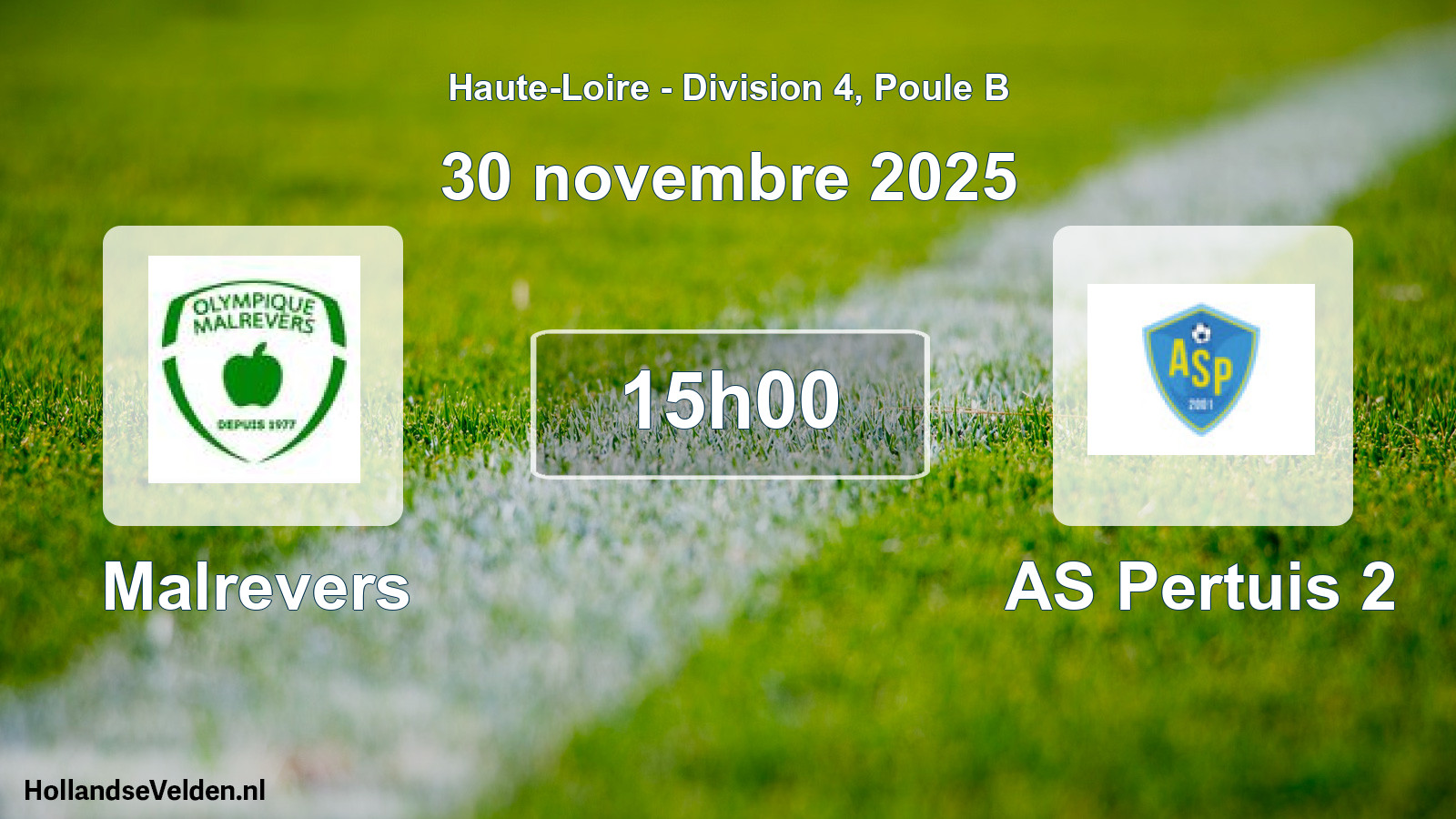 Match programmé: Malrevers - AS Pertuis 2 (30 novembre 2025)