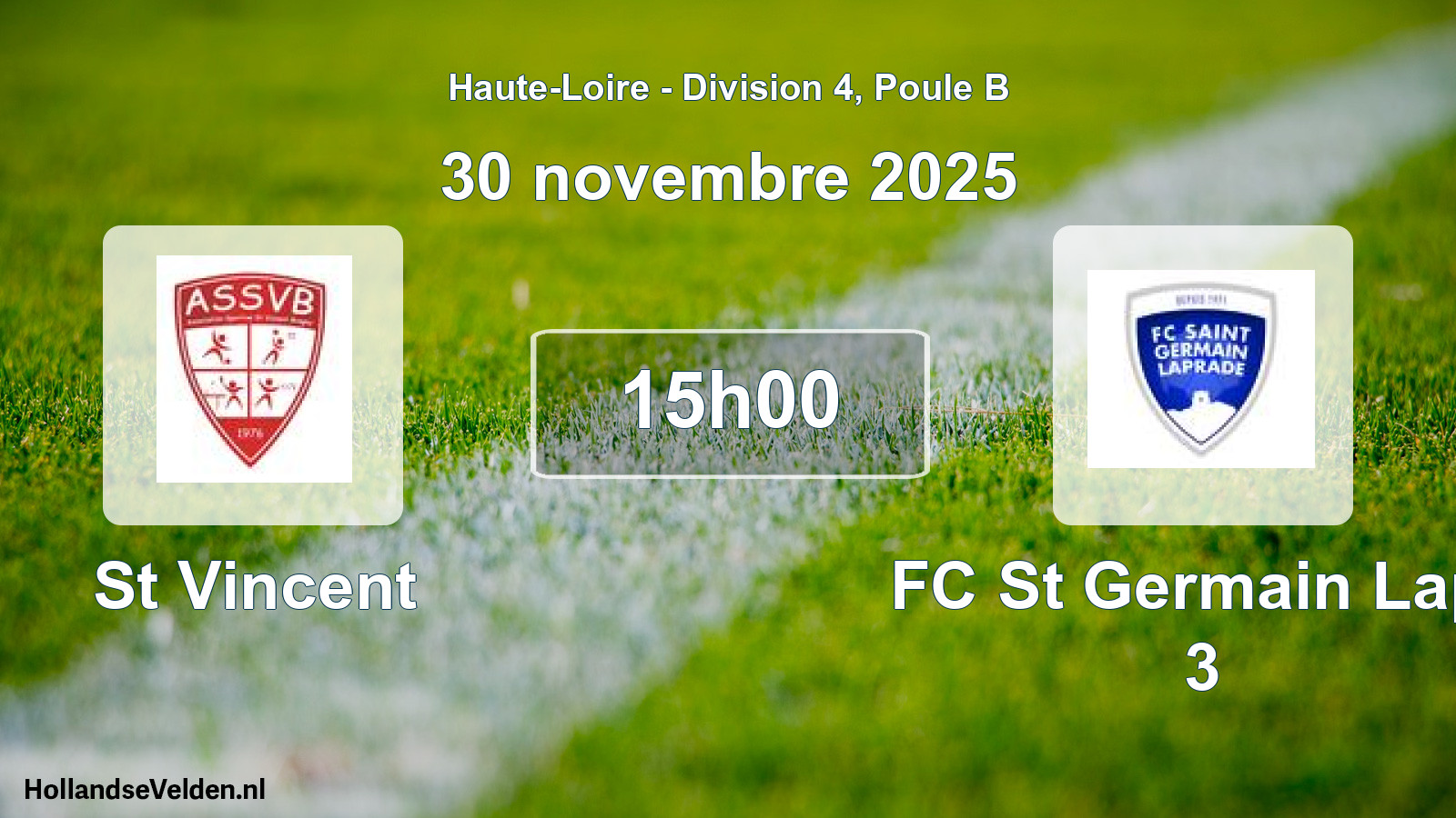 Geplande wedstrijd: St Vincent - FC St Germain Lapr 3 (30 november 2025)