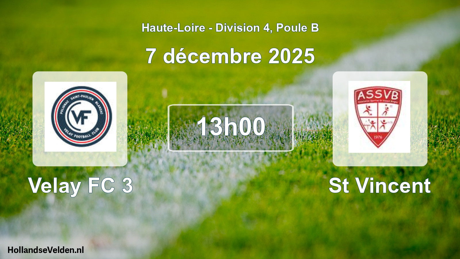 Match programmé: Velay FC 3 - St Vincent (7 décembre 2025)