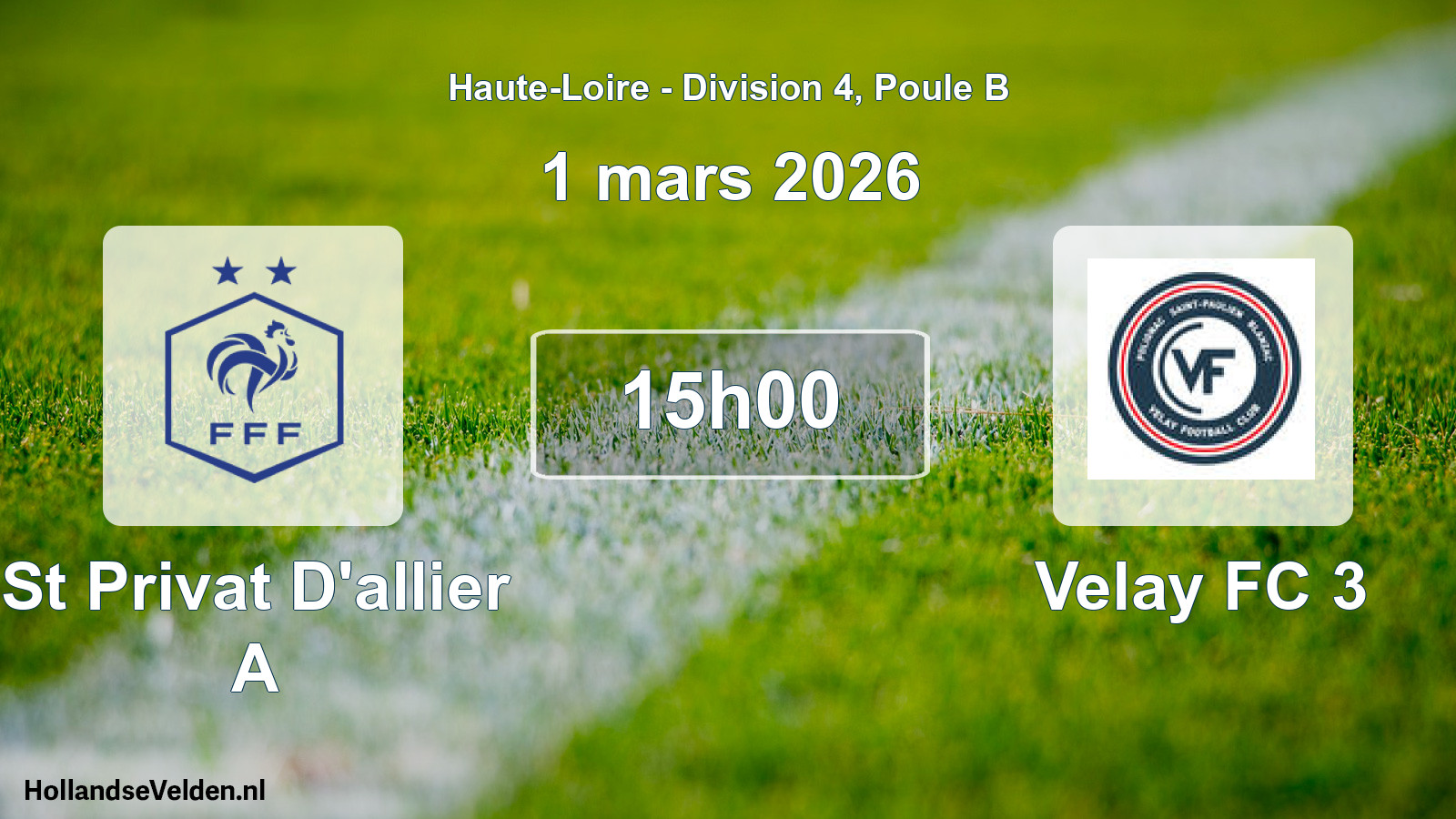 Match programmé: St Privat D'allier A - Velay FC 3 (1 mars 2026)