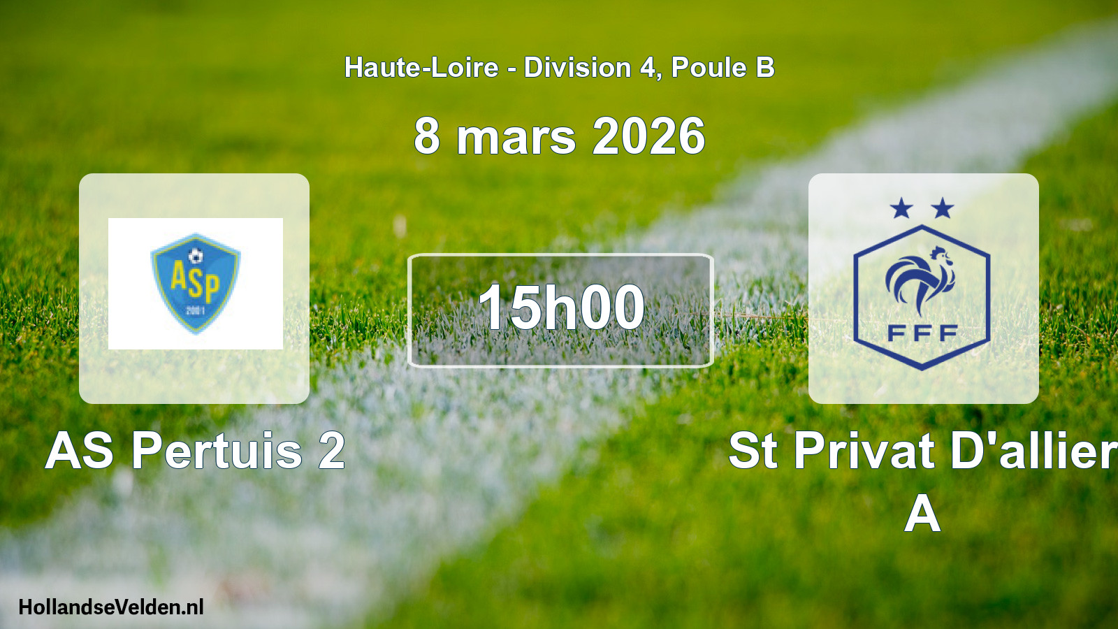 Geplande wedstrijd: AS Pertuis 2 - St Privat D'allier A (8 maart 2026)