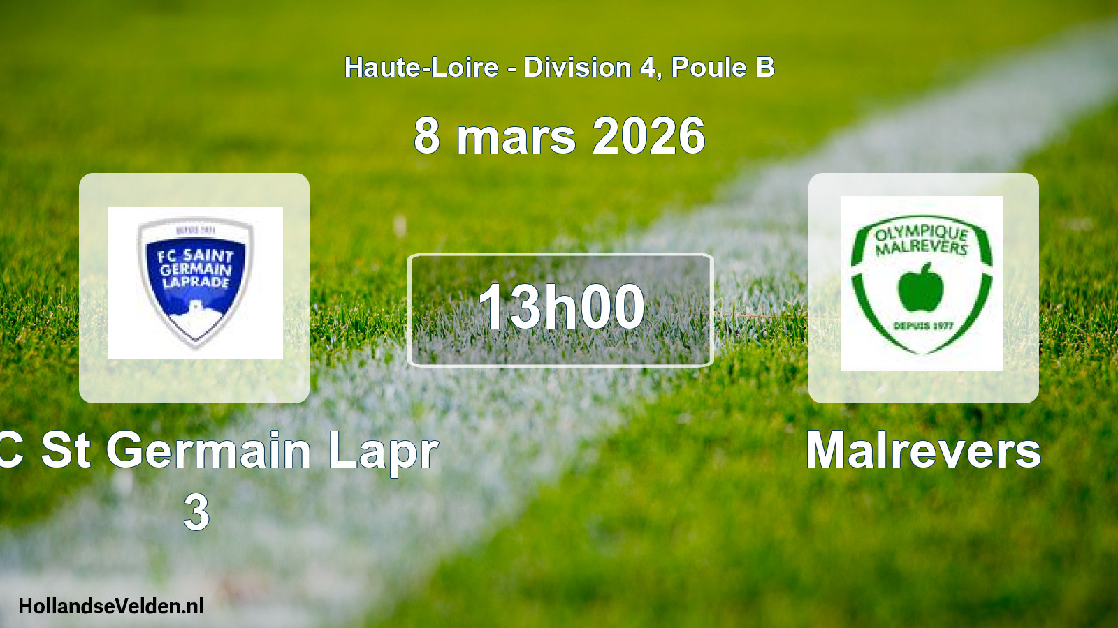 Geplande wedstrijd: FC St Germain Lapr 3 - Malrevers (8 maart 2026)