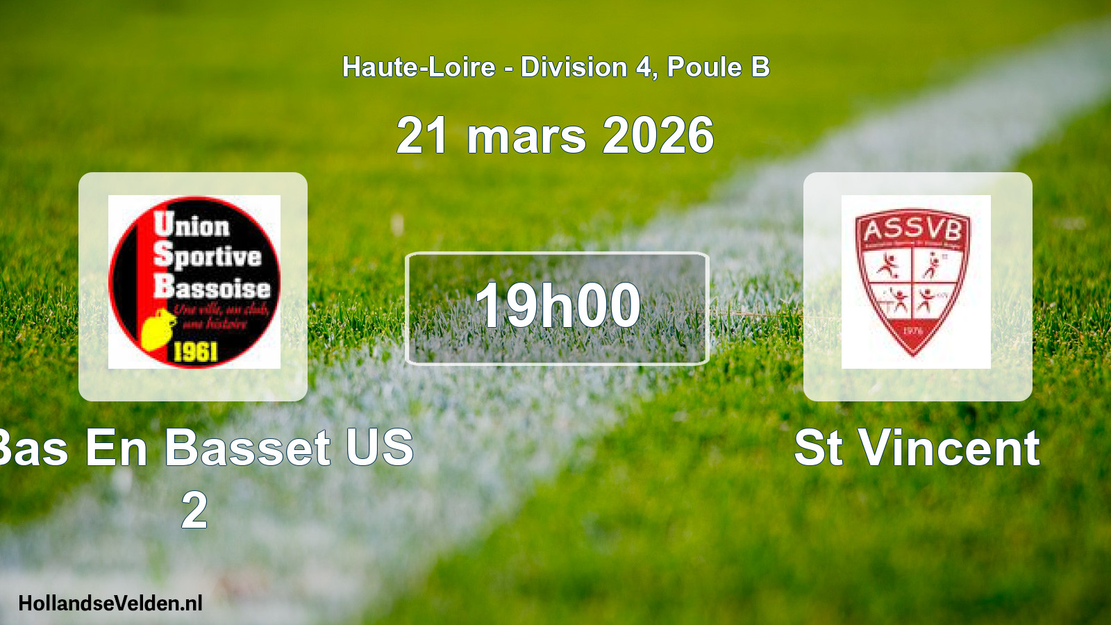 Match programmé: Bas En Basset US 2 - St Vincent (21 mars 2026)