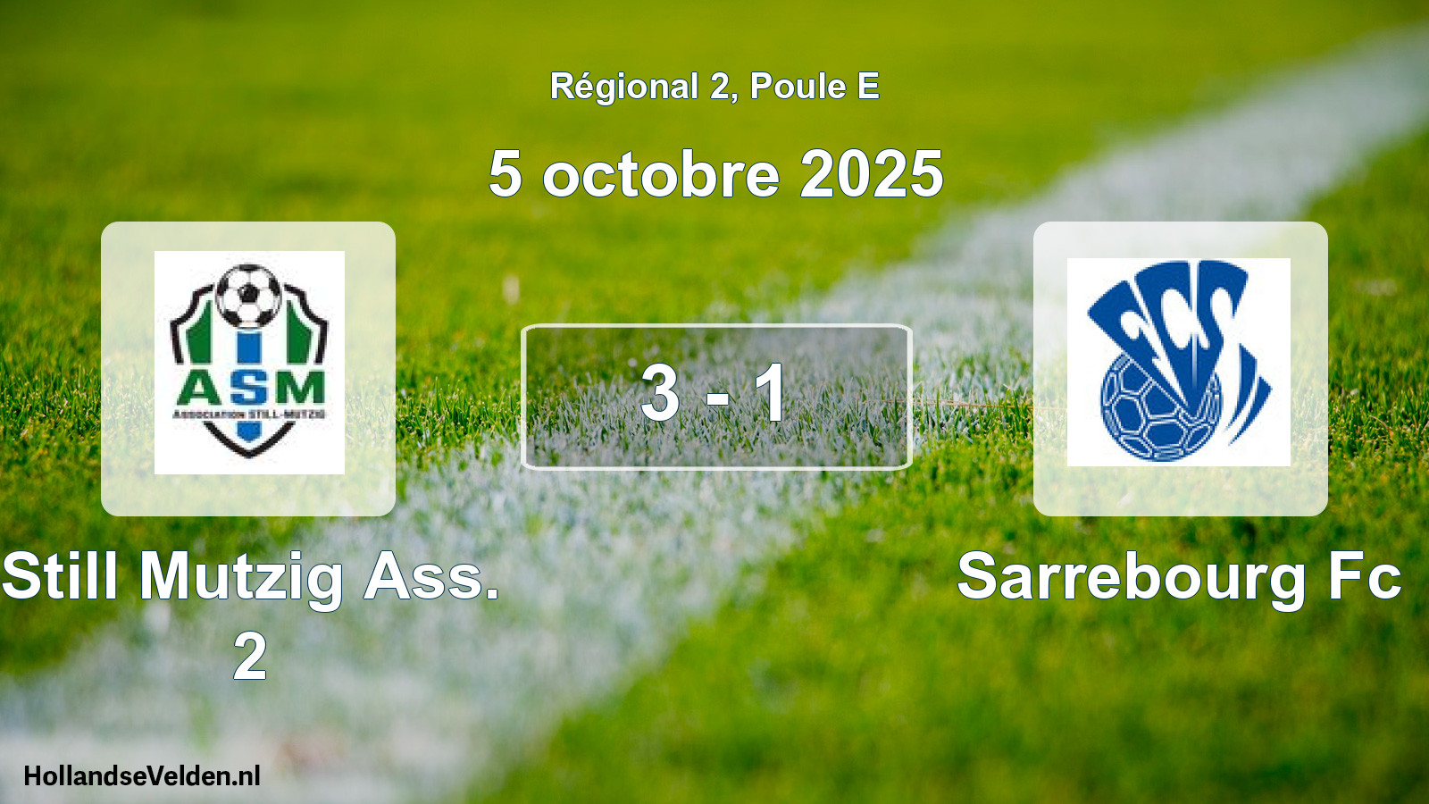 Gespeelde wedstrijd: Still Mutzig Ass. 2 - Sarrebourg Fc 3 - 1 (5 octobre 2025)