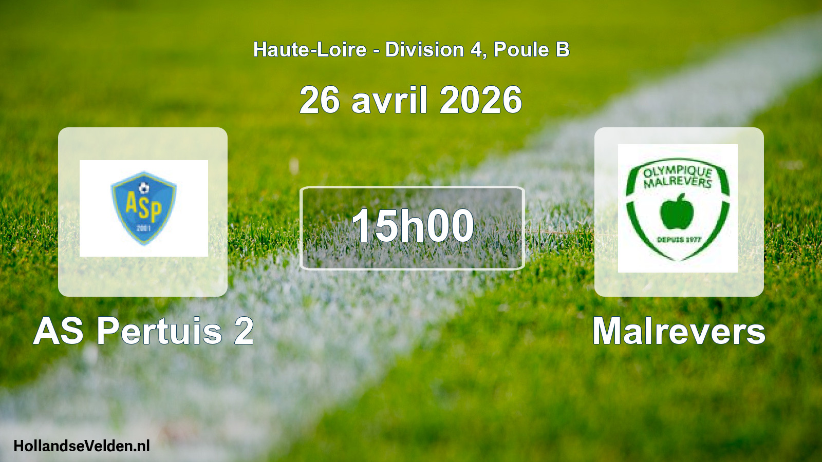 Geplande wedstrijd: AS Pertuis 2 - Malrevers (26 april 2026)