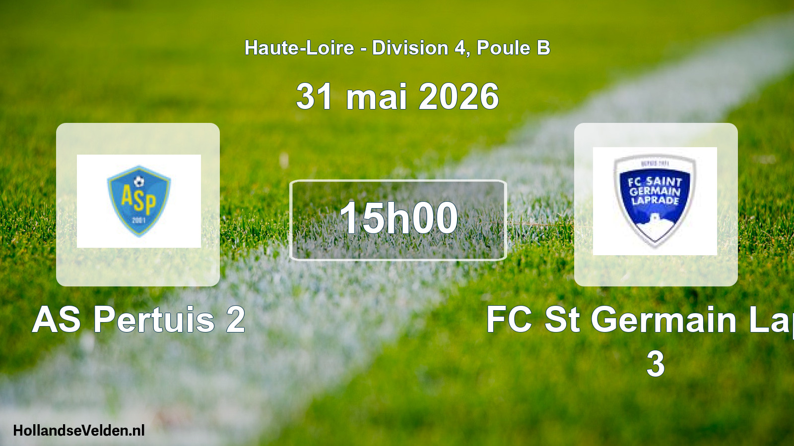 Geplande wedstrijd: AS Pertuis 2 - FC St Germain Lapr 3 (31 mei 2026)