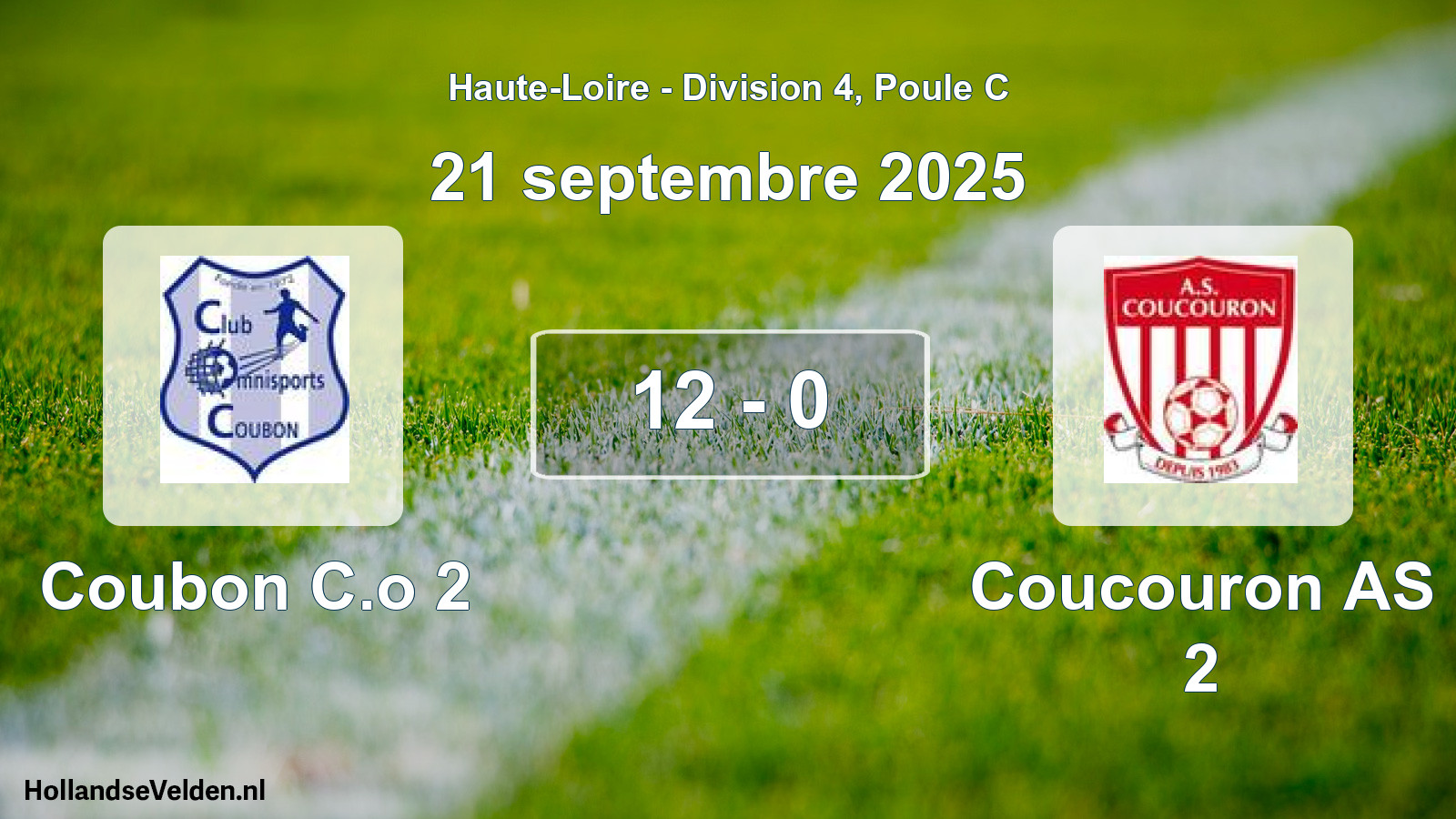 Match joué: Coubon C.o 2 - Coucouron AS 2 12 - 0 (21 septembre 2025)
