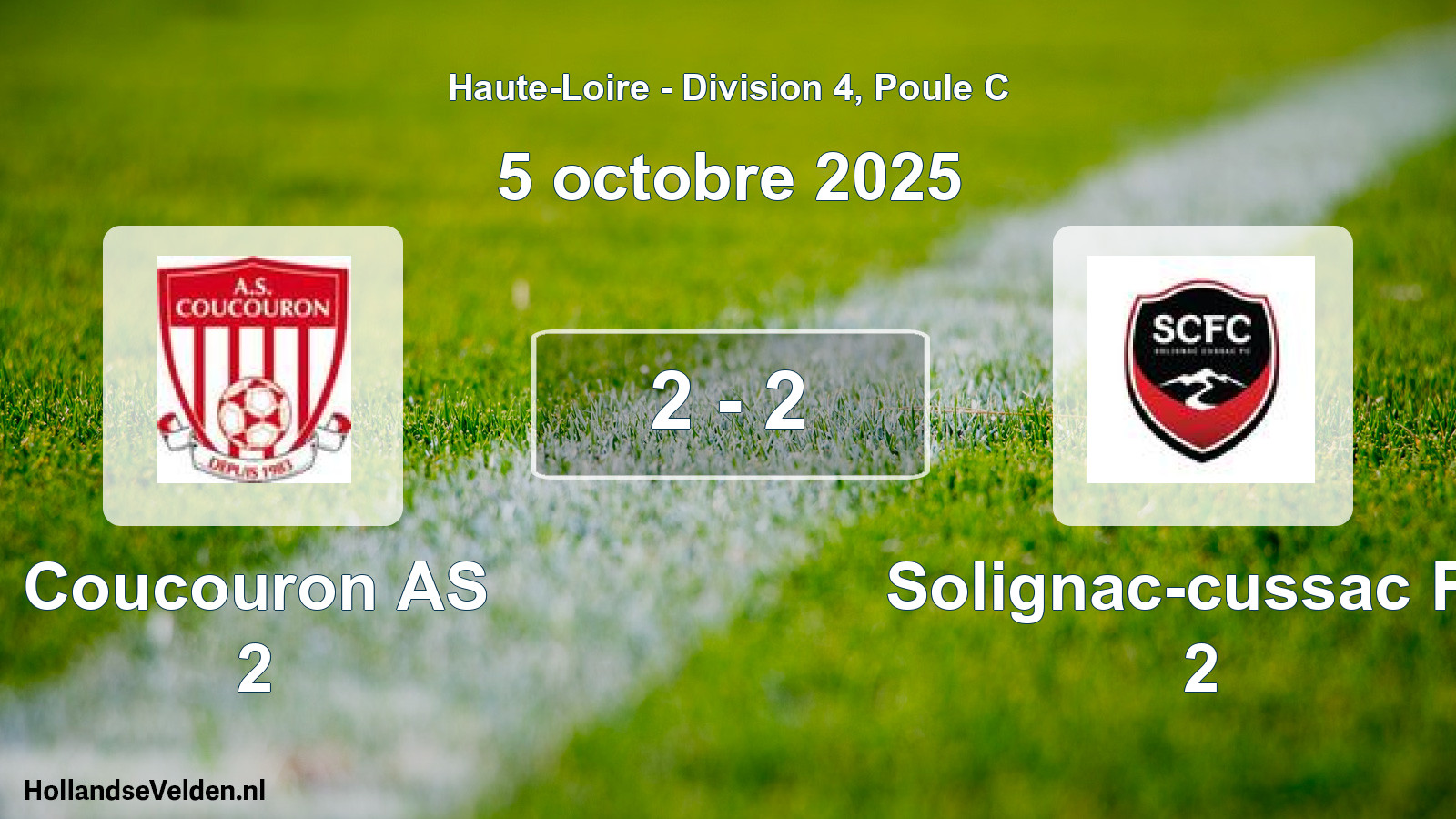 Gespeelde wedstrijd: Coucouron AS 2 - Solignac-cussac FC 2 2 - 2 (5 oktober 2025)