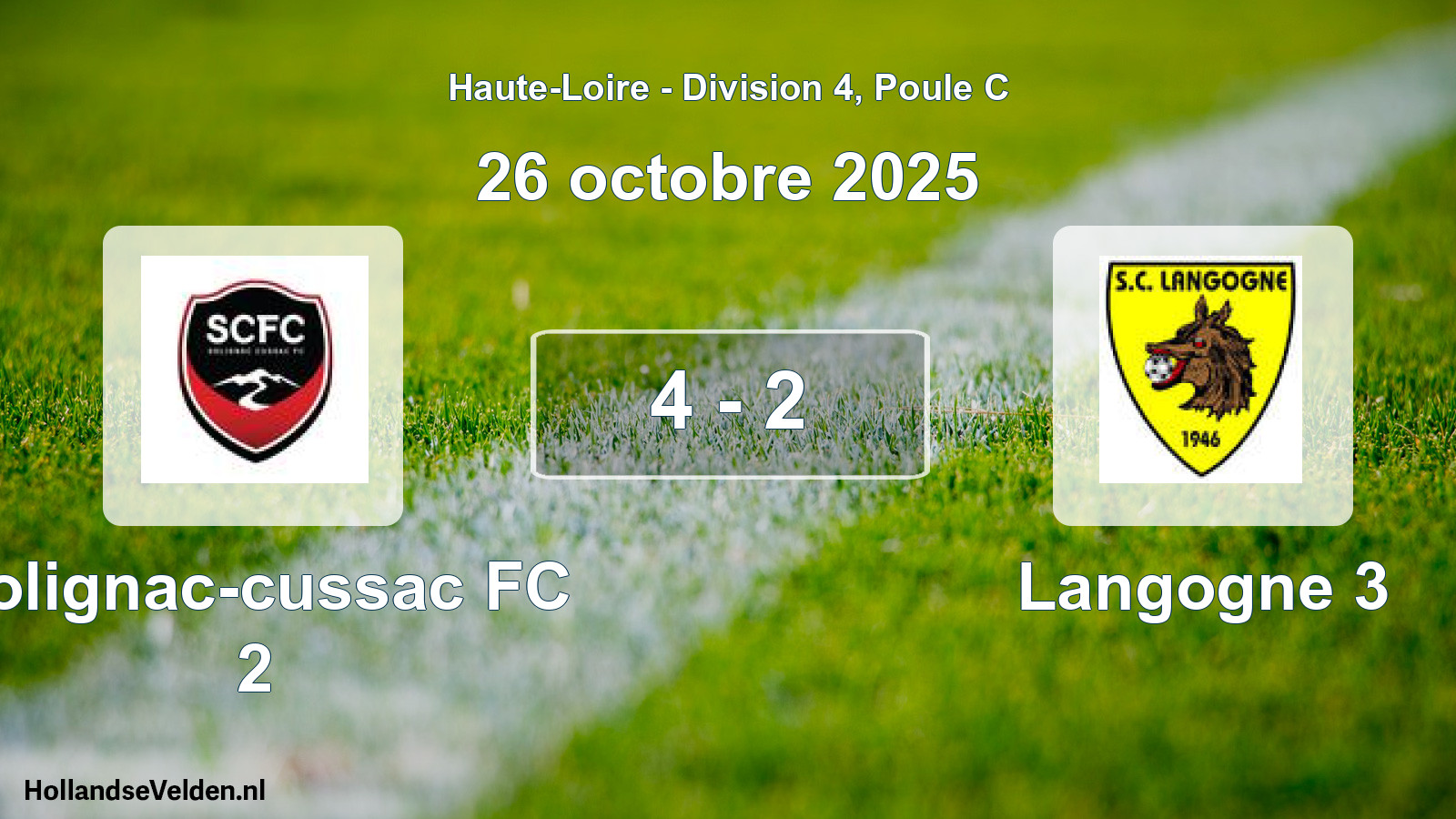 Gespeelde wedstrijd: Solignac-cussac FC 2 - Langogne 3 4 - 2 (26 oktober 2025)