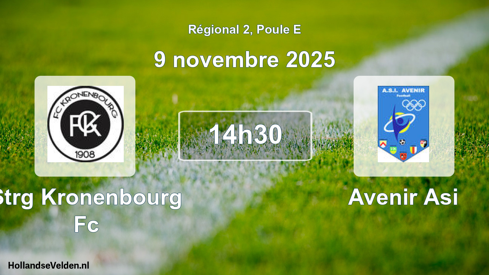 Geplande wedstrijd: Strg Kronenbourg Fc - Avenir Asi (9 novembre 2025)