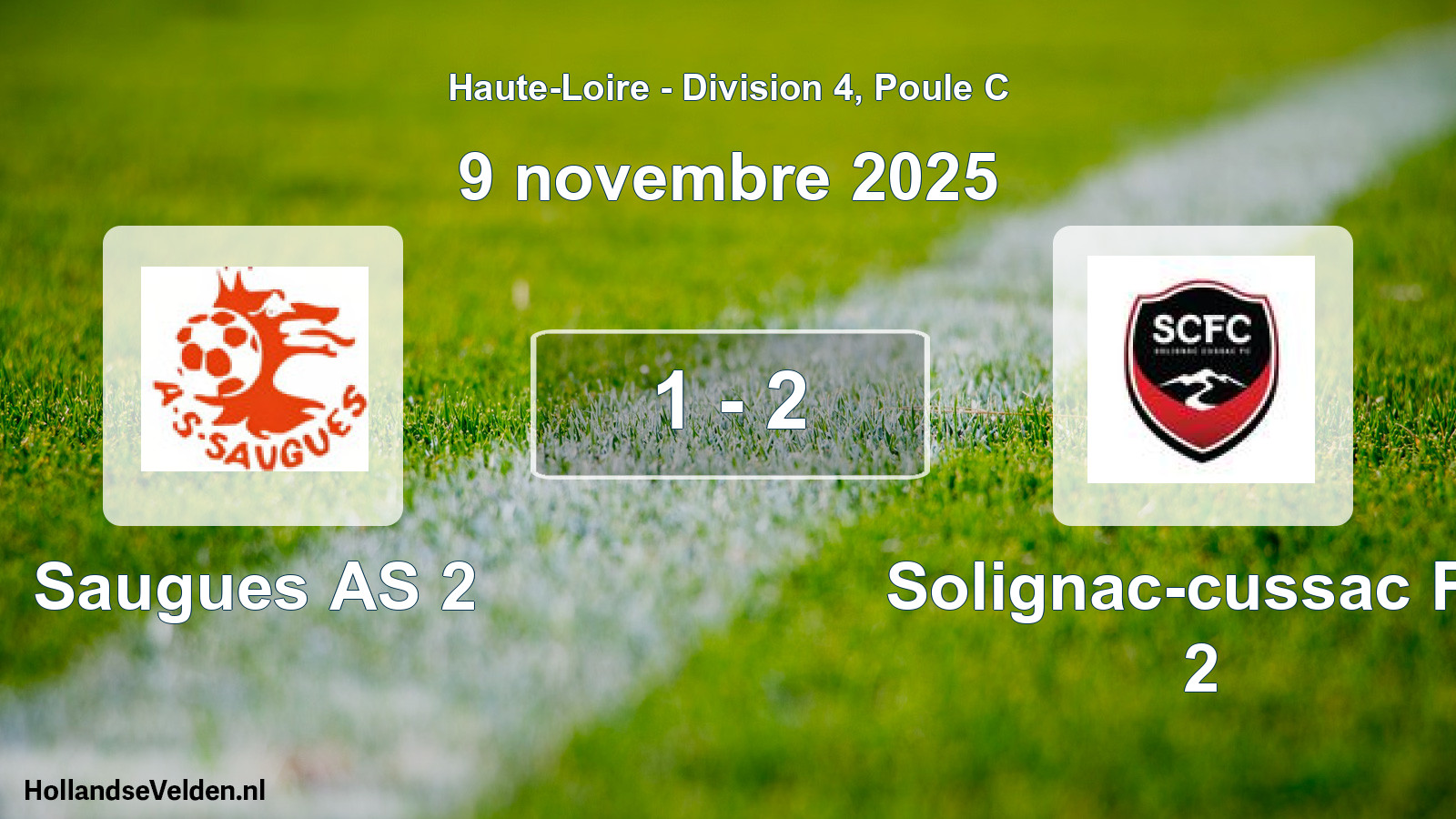 Gespeelde wedstrijd: Saugues AS 2 - Solignac-cussac FC 2 1 - 2 (9 november 2025)