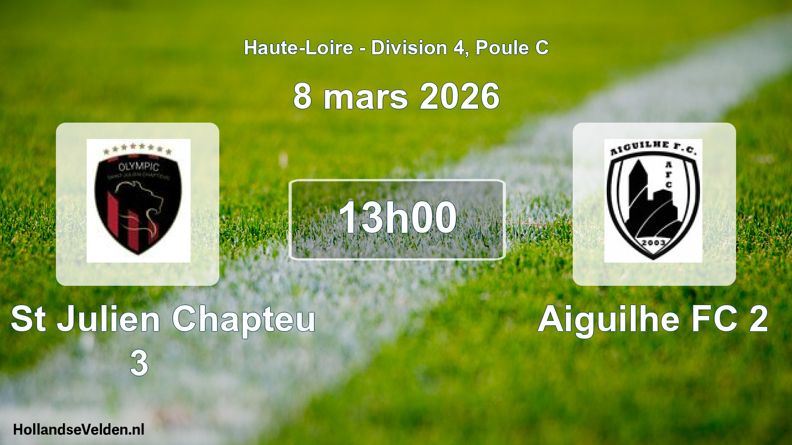 Match programmé: O. St Julien Chapteu 3 - Aiguilhe FC 2 (8 mars 2026)