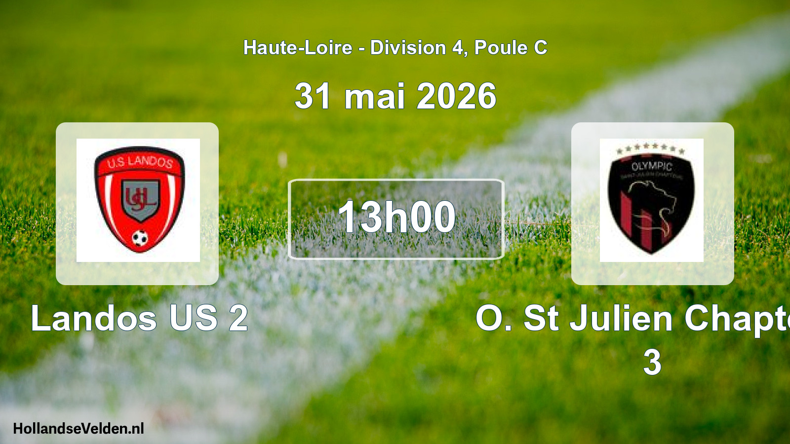 Geplande wedstrijd: Landos US 2 - O. St Julien Chapteu 3 (31 mei 2026)
