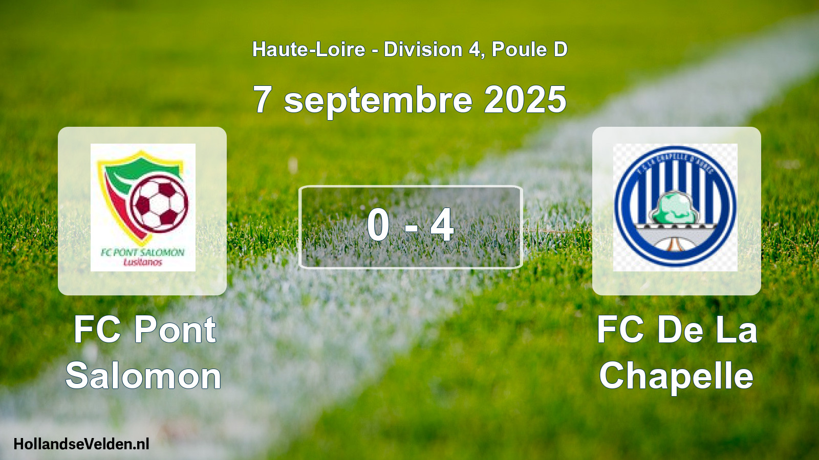 Match joué: FC Pont Salomon - FC De La Chapelle 0 - 4 (7 septembre 2025)
