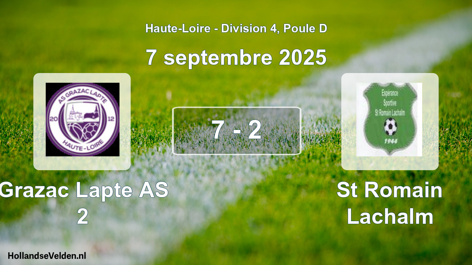 Gespeelde wedstrijd: Grazac Lapte AS 2 - St Romain Lachalm 7 - 2 (7 september 2025)