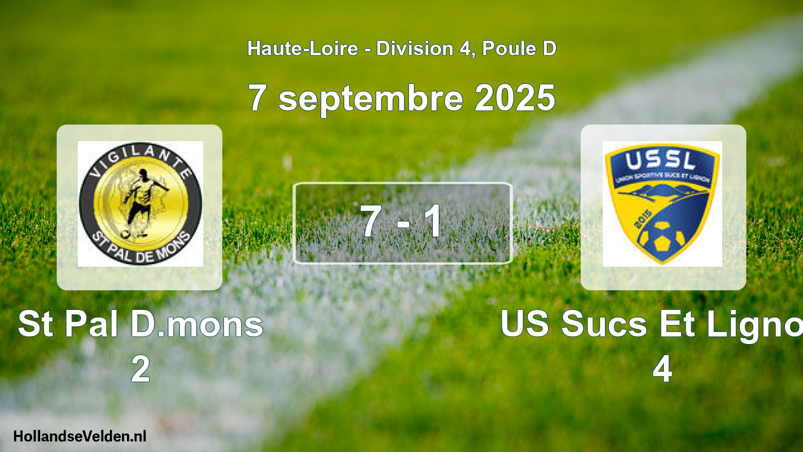 Gespeelde wedstrijd: St Pal D.mons 2 - US Sucs Et Lignon 4 7 - 1 (7 september 2025)