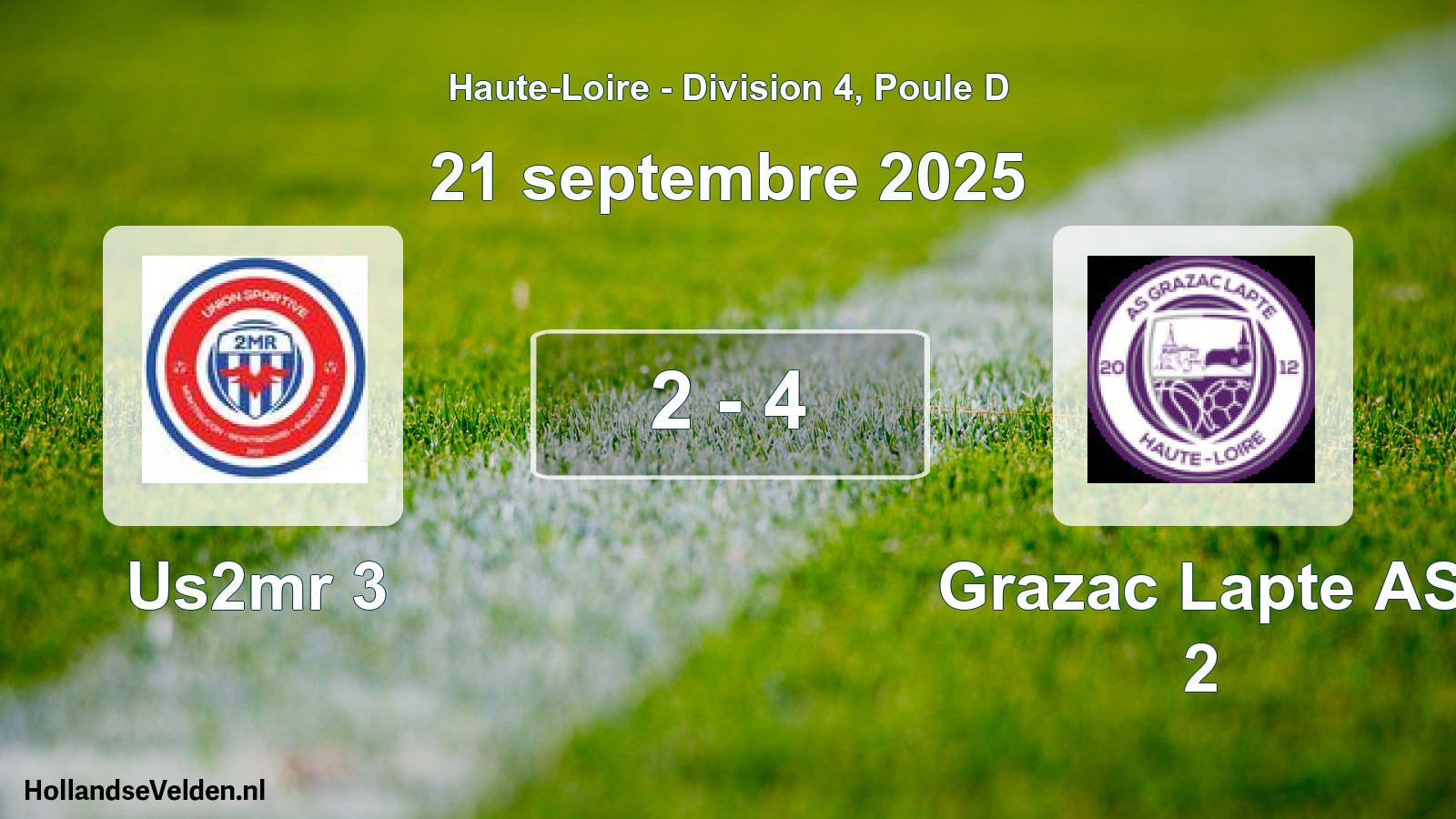Match joué: Us2mr 3 - Grazac Lapte AS 2 2 - 4 (21 septembre 2025)