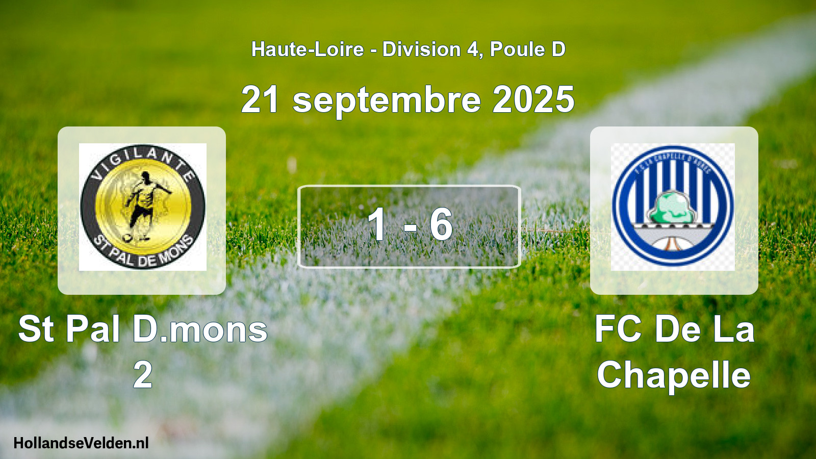 Match joué: St Pal D.mons 2 - FC De La Chapelle 1 - 6 (21 septembre 2025)