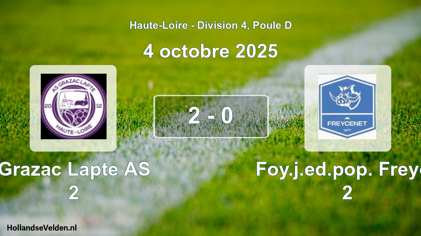 Gespeelde wedstrijd: Grazac Lapte AS 2 - Foy.j.ed.pop. Freyce 2 2 - 0 (4 oktober 2025)