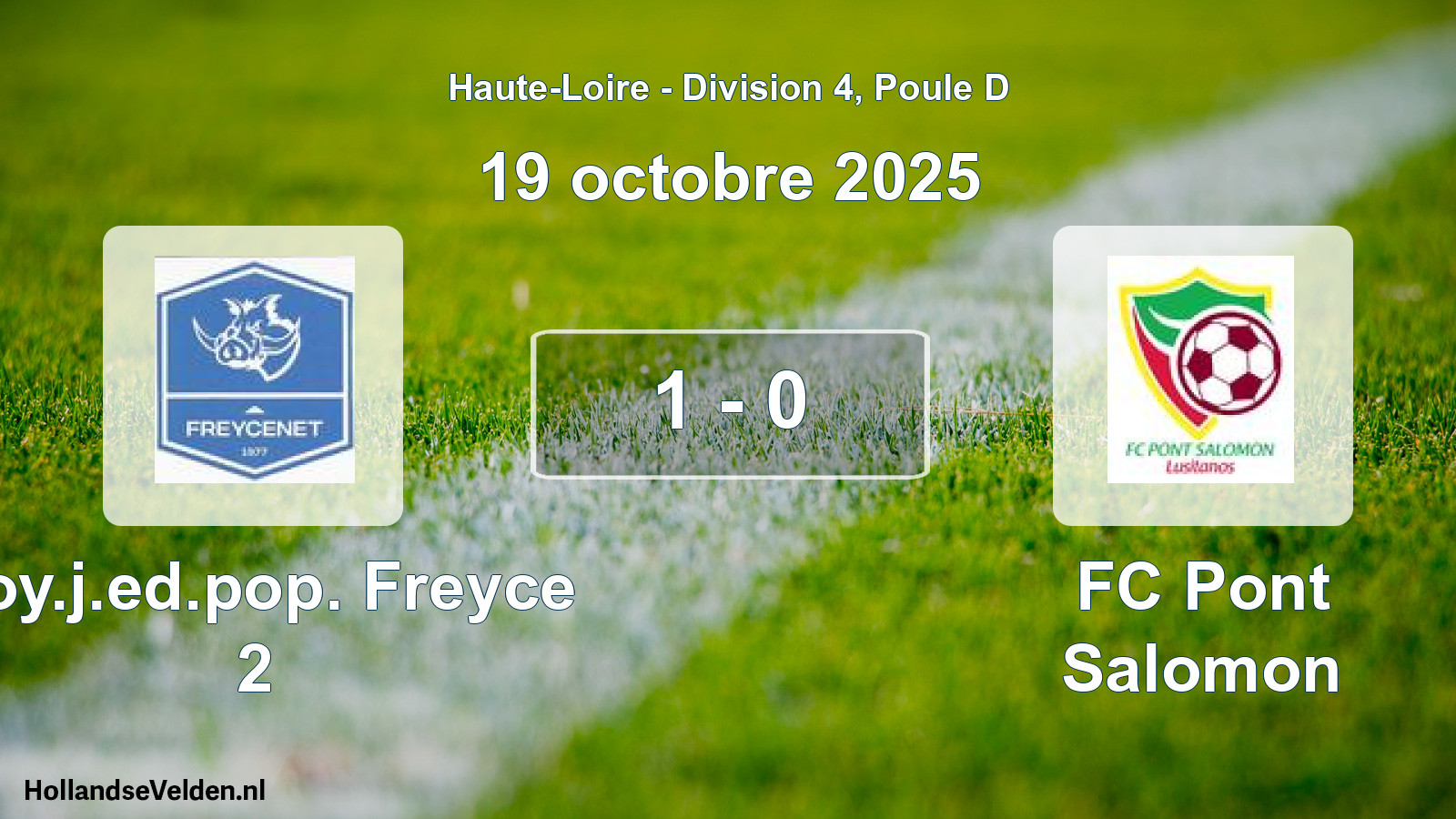 Gespeelde wedstrijd: Foy.j.ed.pop. Freyce 2 - FC Pont Salomon 1 - 0 (19 oktober 2025)