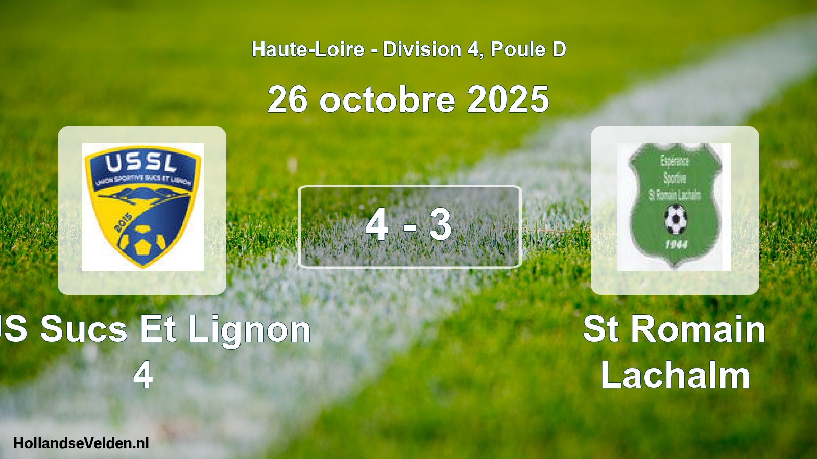 Gespeelde wedstrijd: US Sucs Et Lignon 4 - St Romain Lachalm 4 - 3 (26 oktober 2025)