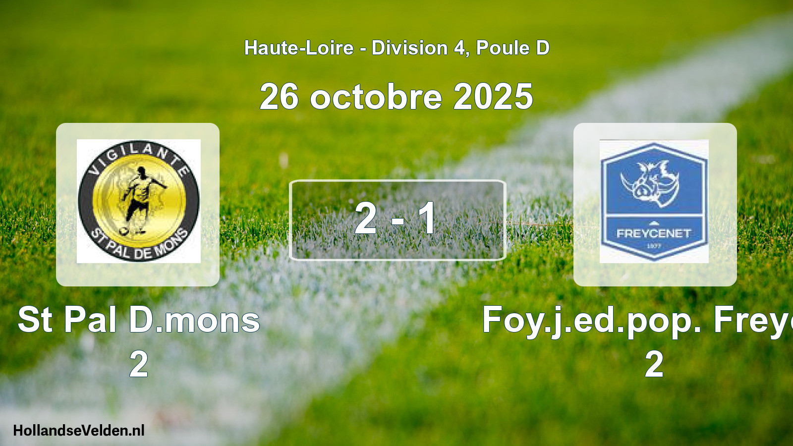 Gespeelde wedstrijd: St Pal D.mons 2 - Foy.j.ed.pop. Freyce 2 2 - 1 (26 oktober 2025)