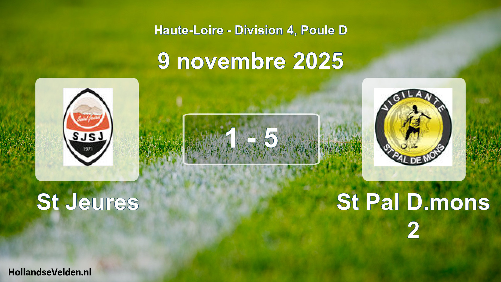 Gespeelde wedstrijd: St Jeures - St Pal D.mons 2 1 - 5 (9 november 2025)