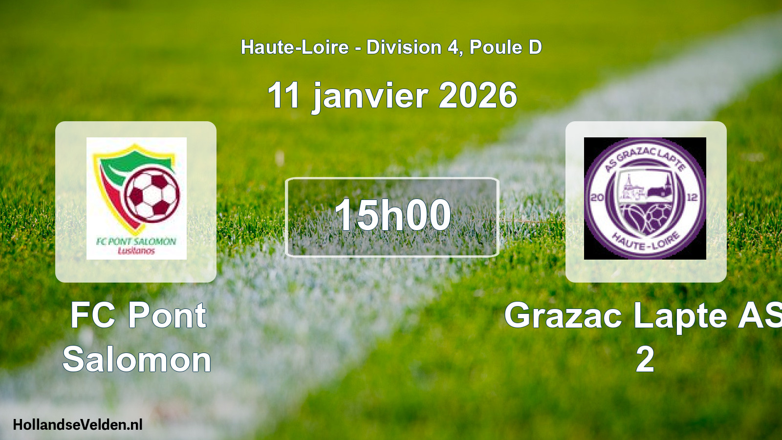 Scheduled Match: FC Pont Salomon - Grazac Lapte AS 2 (11 January 2026)