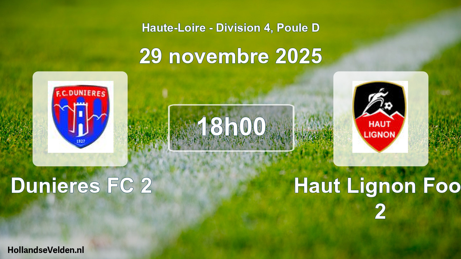 Geplande wedstrijd: Dunieres FC 2 - Haut Lignon Foot 2 (29 november 2025)