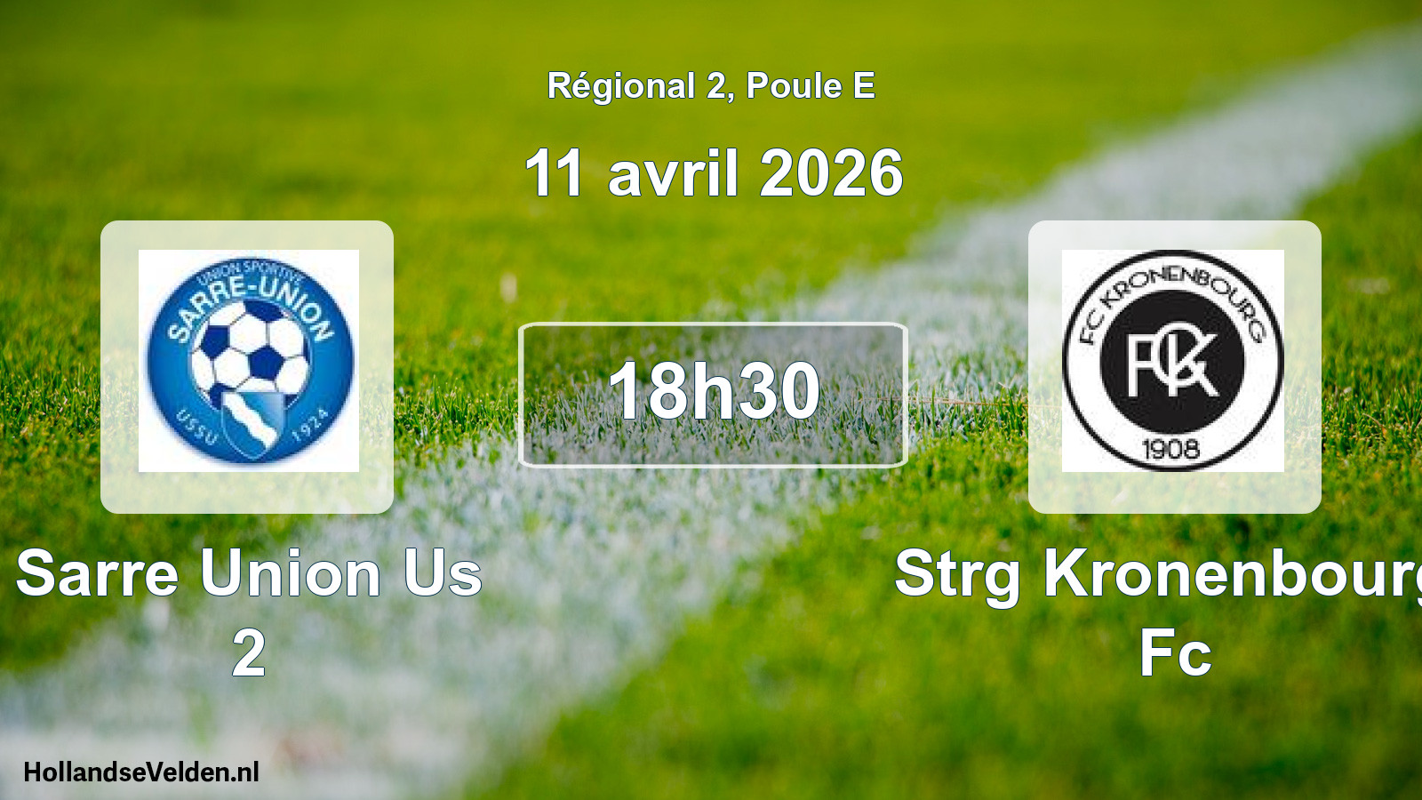 Geplande wedstrijd: Sarre Union Us 2 - Strg Kronenbourg Fc (11 avril 2026)