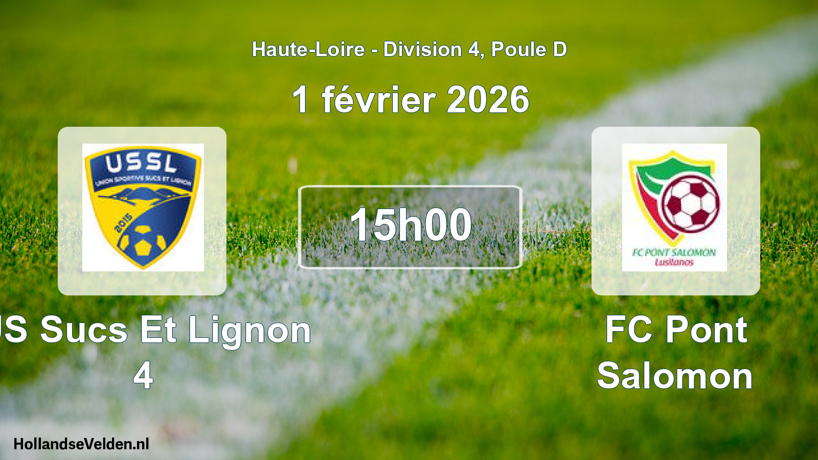 Geplande wedstrijd: US Sucs Et Lignon 4 - FC Pont Salomon (1 februari 2026)