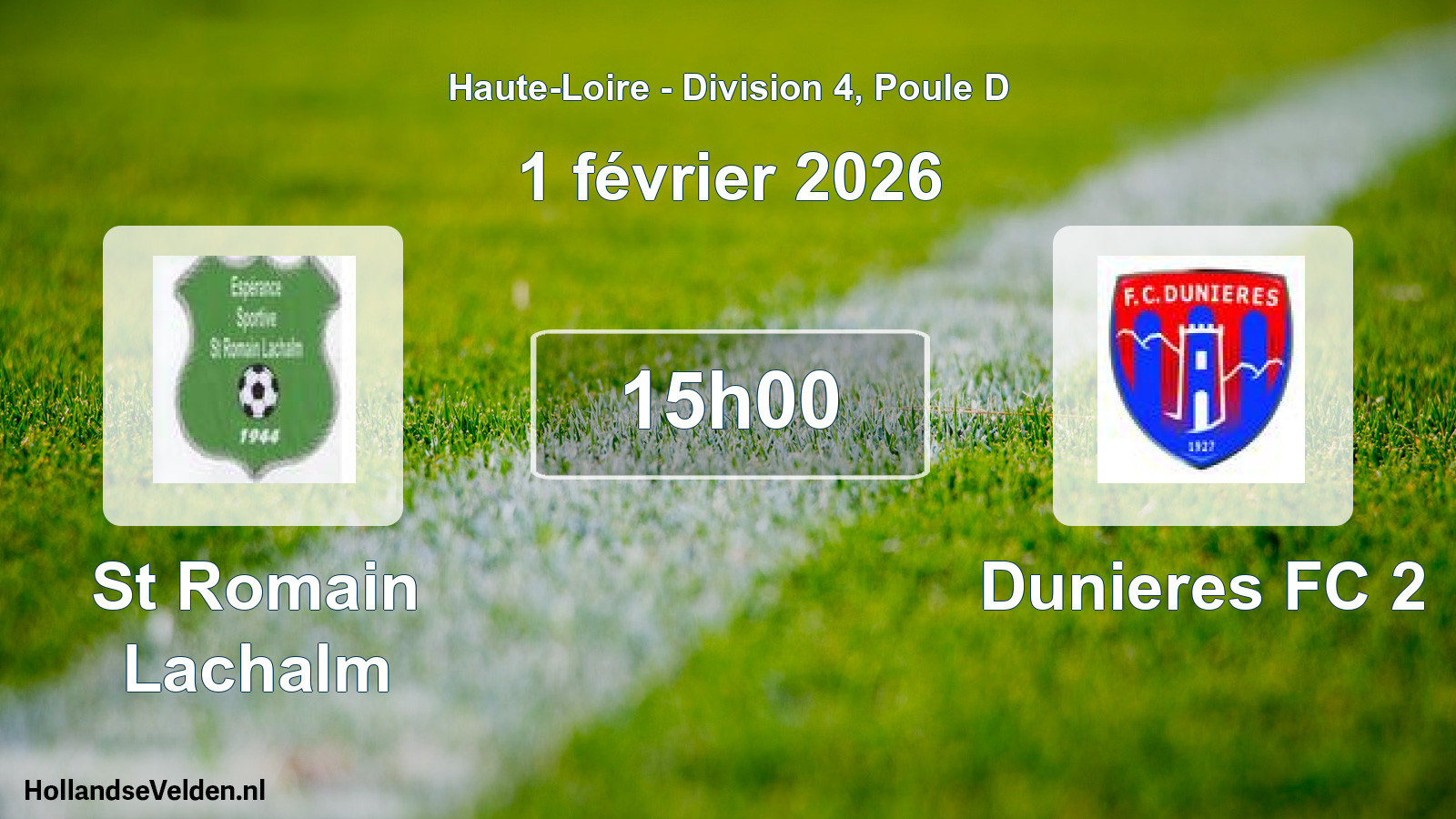 Geplande wedstrijd: St Romain Lachalm - Dunieres FC 2 (1 februari 2026)