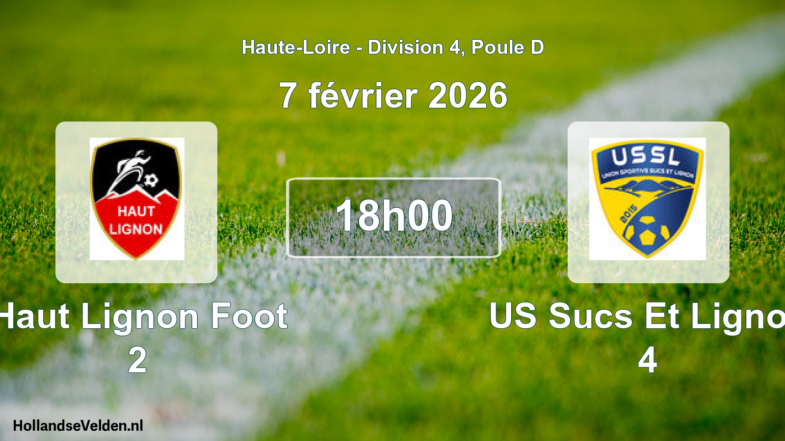 Geplande wedstrijd: Haut Lignon Foot 2 - US Sucs Et Lignon 4 (7 februari 2026)
