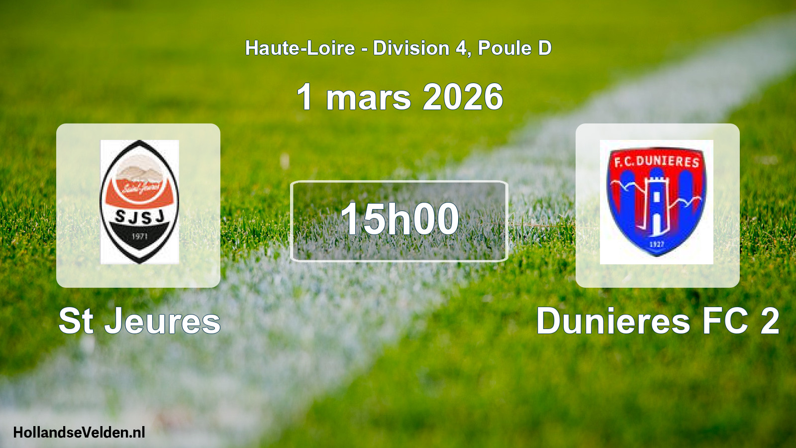 Geplande wedstrijd: St Jeures - Dunieres FC 2 (1 maart 2026)