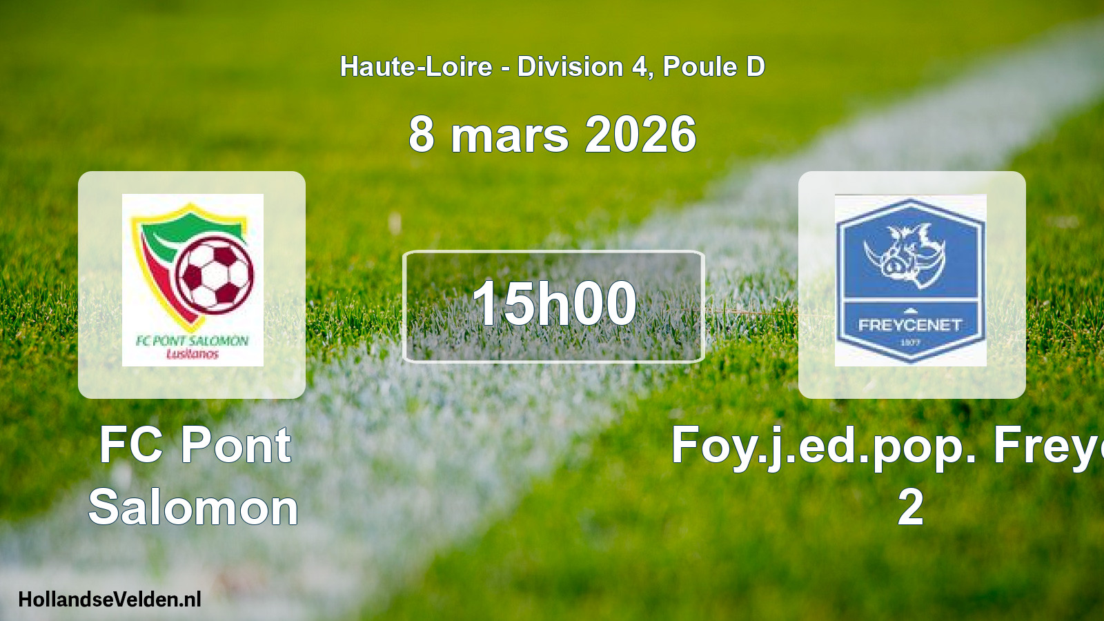 Geplande wedstrijd: FC Pont Salomon - Foy.j.ed.pop. Freyce 2 (8 maart 2026)