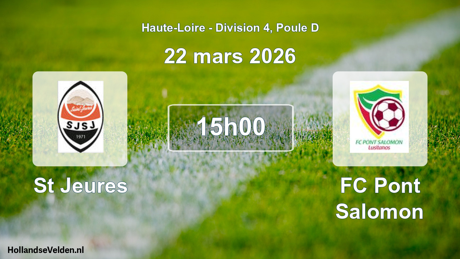 Geplande wedstrijd: St Jeures - FC Pont Salomon (22 maart 2026)