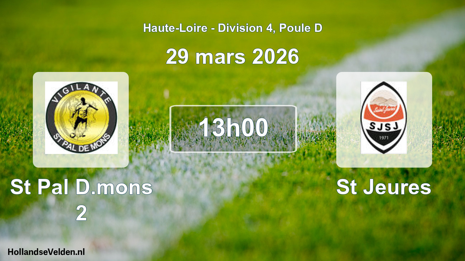 Geplande wedstrijd: St Pal D.mons 2 - St Jeures (29 maart 2026)