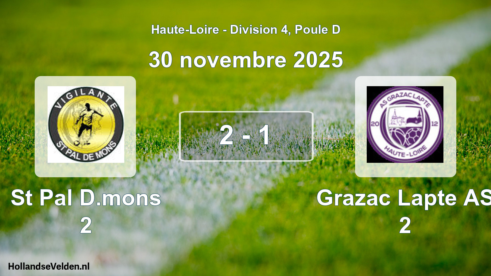 Gespeelde wedstrijd: St Pal D.mons 2 - Grazac Lapte AS 2 2 - 1 (30 november 2025)