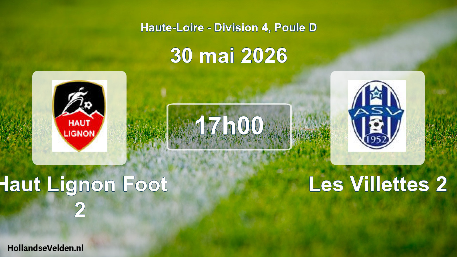 Match programmé: Haut Lignon Foot 2 - Les Villettes 2 (30 mai 2026)