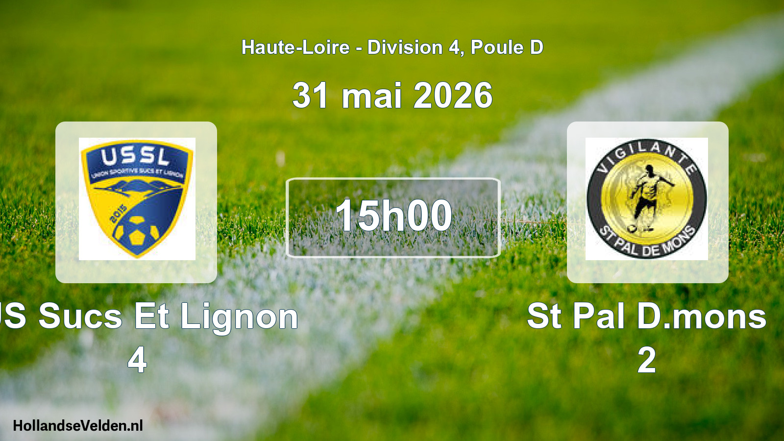 Geplande wedstrijd: US Sucs Et Lignon 4 - St Pal D.mons 2 (31 mei 2026)
