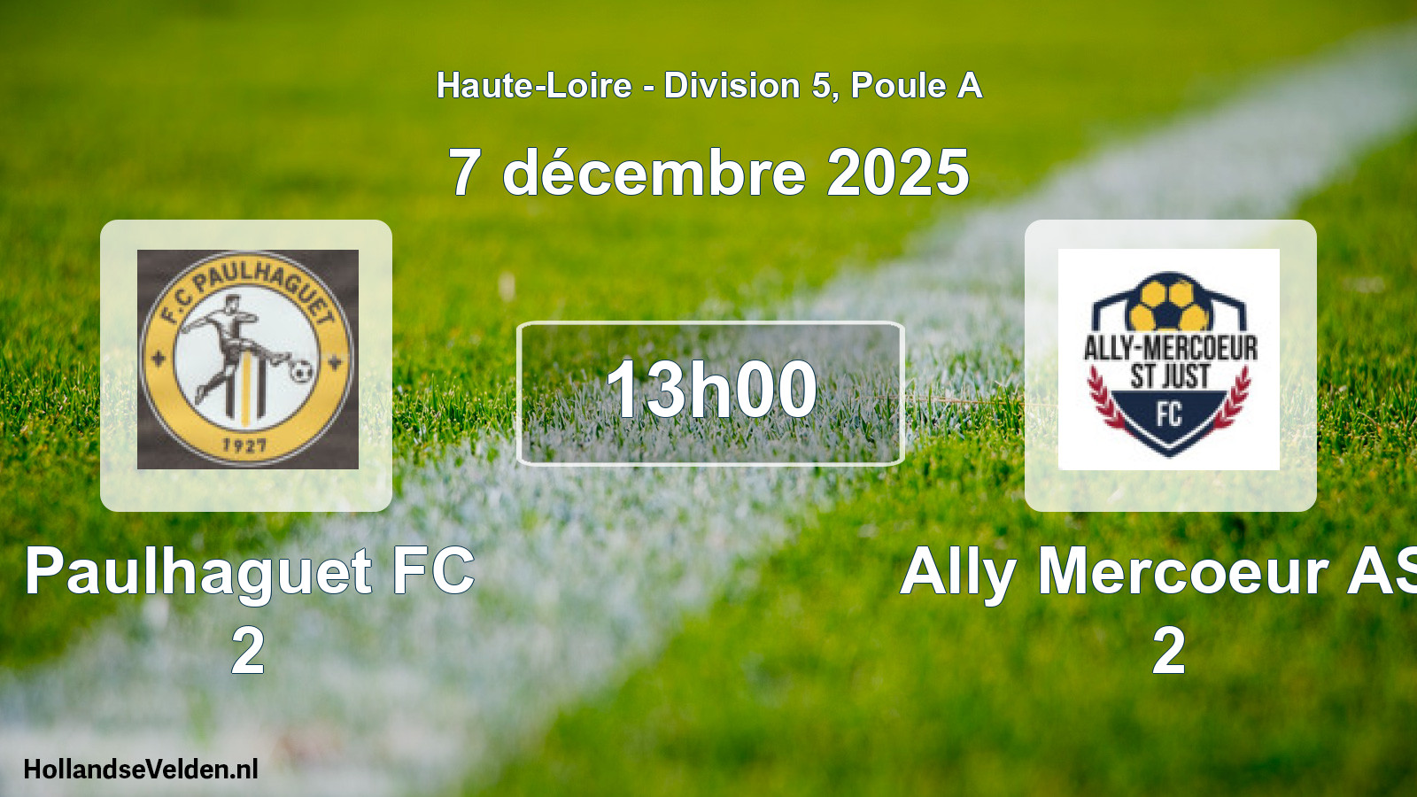 Geplande wedstrijd: Paulhaguet FC 2 - Ally Mercoeur AS 2 (7 december 2025)