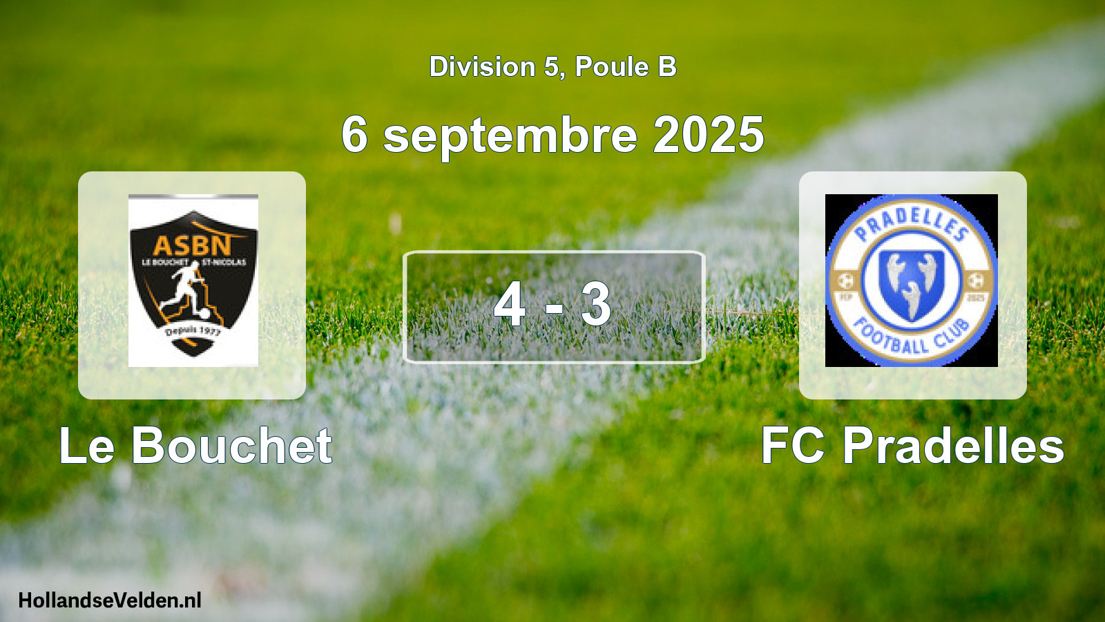 Gespeelde wedstrijd: Le Bouchet - FC Pradelles 4 - 3 (6 september 2025)