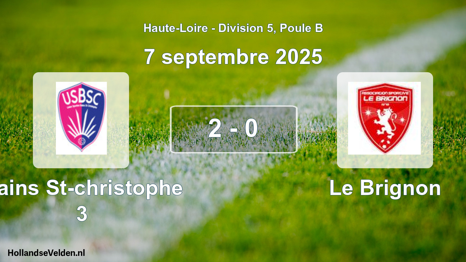 Match joué: Bains St-christophe 3 - Le Brignon 2 - 0 (7 septembre 2025)